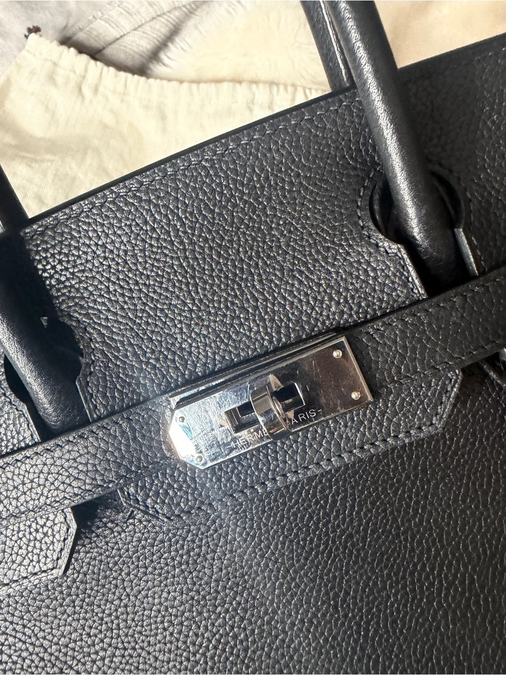 Black Leather Satchel Handbag with Silver Hardware 30 size - Picture 11 of 16